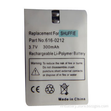 3.7V 300mAh Li-polymer Battery for iPod Shuffle